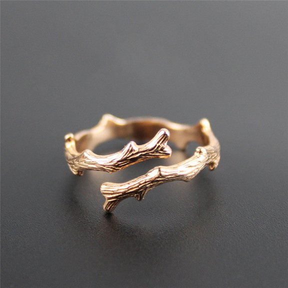 Sterling Silver Adjustable Ring Korean Design Unisex Floral Ring Seiko Processed Literary Branch Ring for Women and Men Fashion Jewelry