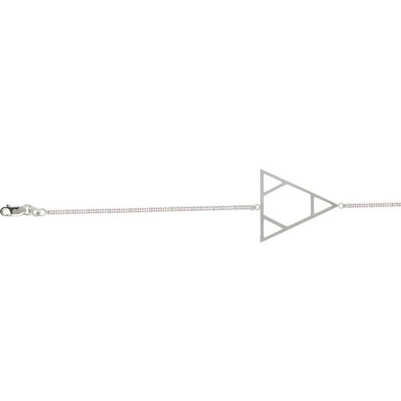 Sterling Silver Adjustable Side-ways Triforce Triangle Bracelet Sparkle-Cut Cable Chain - 7.50 Inch
