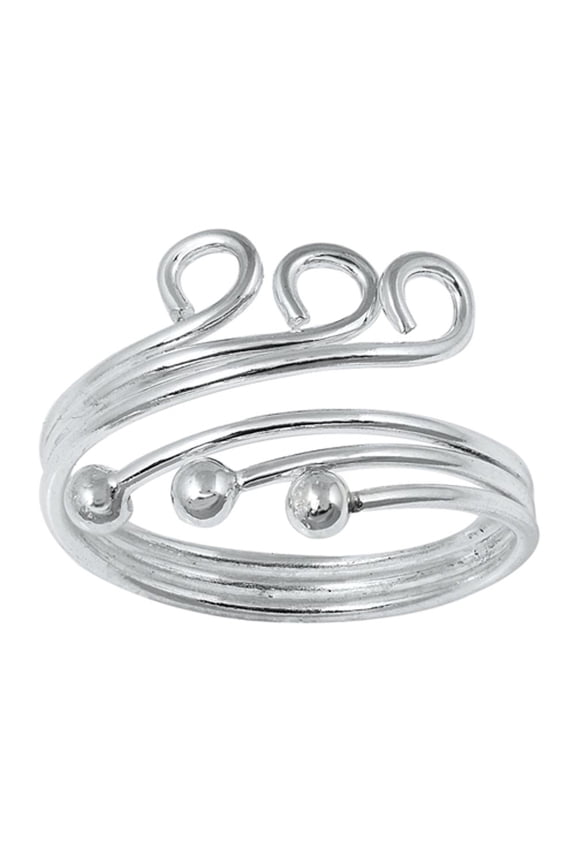 Sterling Silver Adjustable Swirl Toe Ring Midi Spoon Band 925 New Jewelry Female Unisex