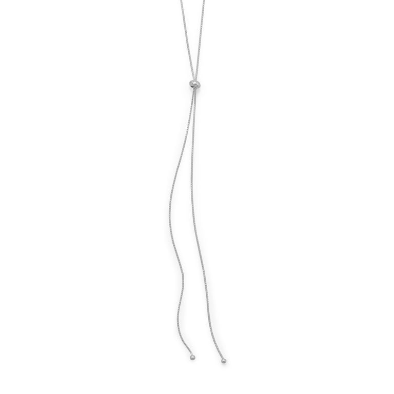 Sterling Silver Adjustable Y-style Lariat Necklace Box Chain and Slider Bead Sterling Silver Adjustable Y-style Lariat Necklace Box Chain and Slider Bead