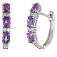 thumbnail image 1 of Sterling Silver African Amethyst Small Hoop Earrings, 1 of 1