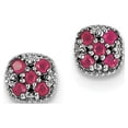 thumbnail image 1 of Sterling Silver Rhodium-plated Ruby Flower Post Earrings QE10109R, 1 of 4