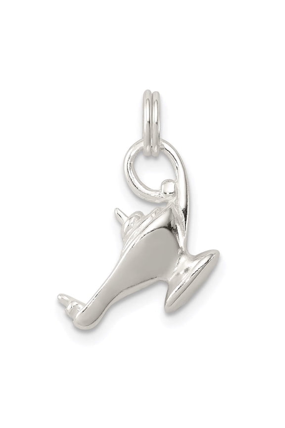 925 Sterling Silver Solid Polished Aladdins Lamp Charm 25x20mm Wide Pendant Necklace for Women