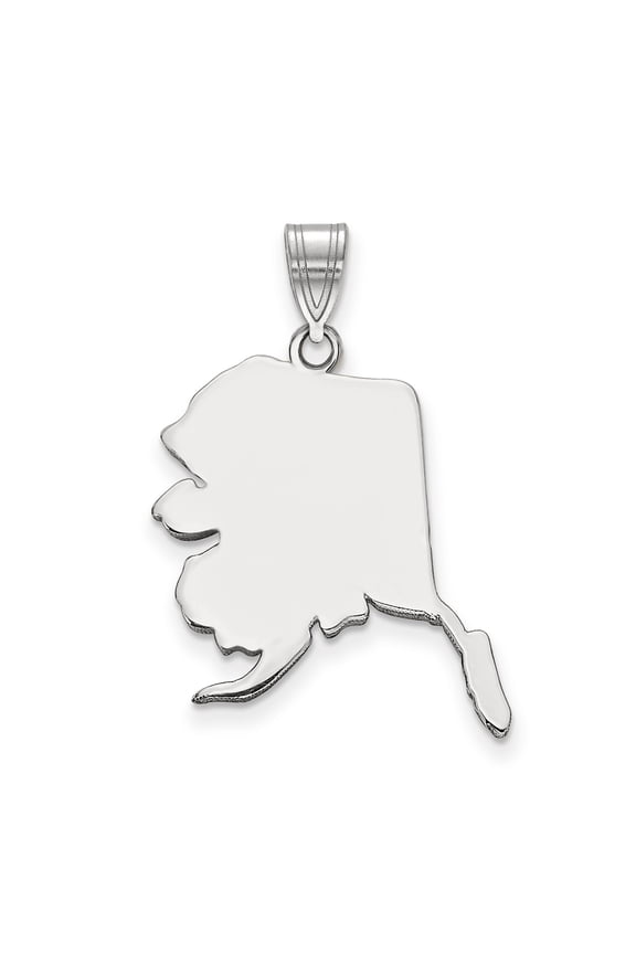 Sterling Silver Alaska Pendant Necklace for Women or Unisex, Polished State Outline Charm, Minimalist Travel Jewelry, Regional Pride Souvenir Accessory