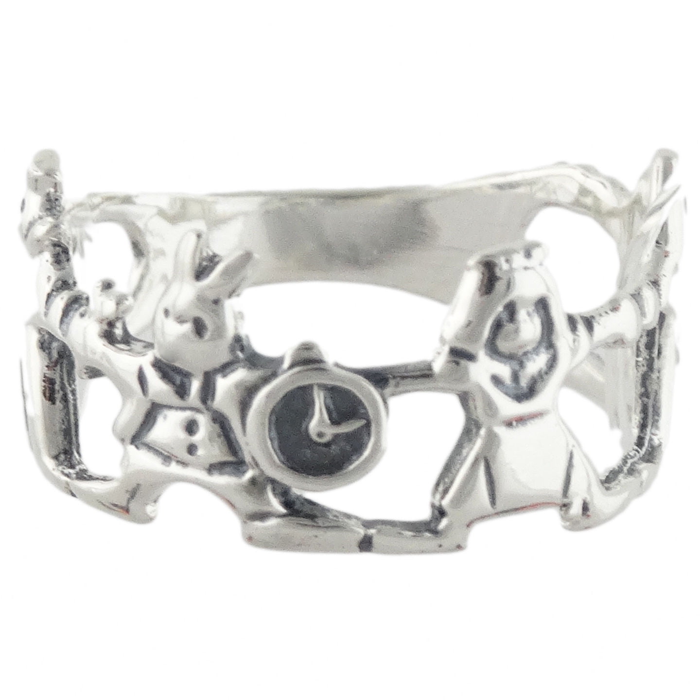 Sterling Silver Alice in Wonderland Ring with White Rabbit Alice Queen Playing Card 7 Walmart Business Supplies