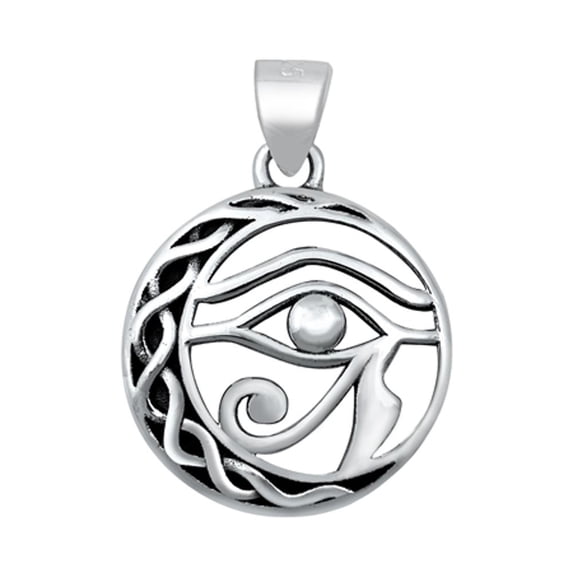 Sterling Silver All Seeing Eye of Horus Pendant Egyptian Braid Ornate Charm 925 Jewelry Female