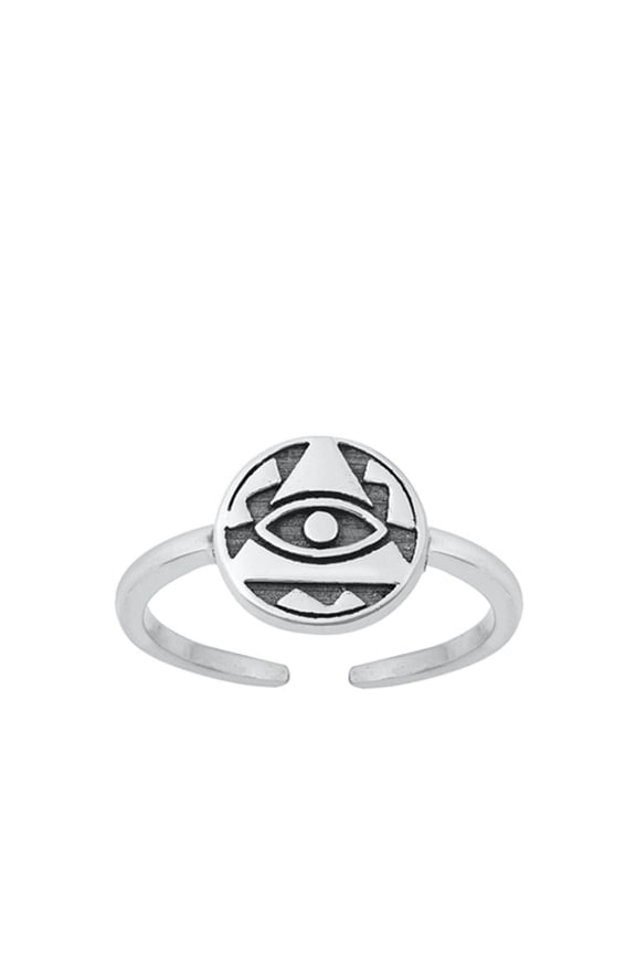 Sterling Silver All Seeing Eye of Providence Toe Ring Adjustable Midi Band Jewelry Female Unisex