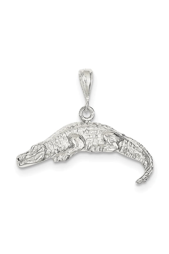925 Sterling Silver Solid Polished Alligator Charm 17x32mm Wide Pendant Necklace for Women