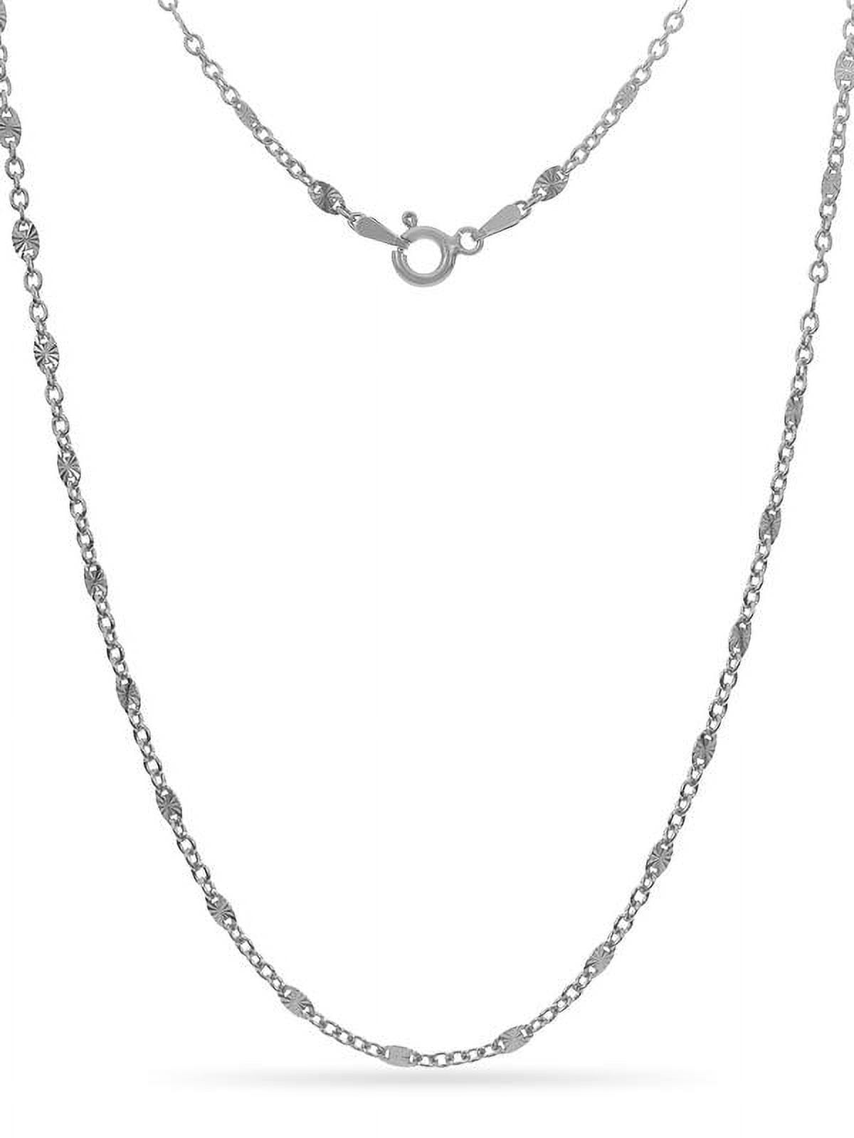 Sterling Silver Alternating Open Link Necklace 22 Inch
