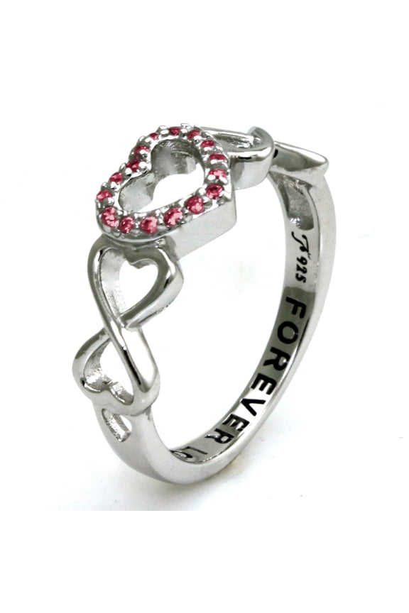 Sterling Silver Amethyst Color CZ Infinity Symbol Heart Forever Love Promise Ring