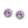 thumbnail image 1 of Sterling Silver Amethyst & Cubic Zirconia Accents Stud Earrings, 1 of 1