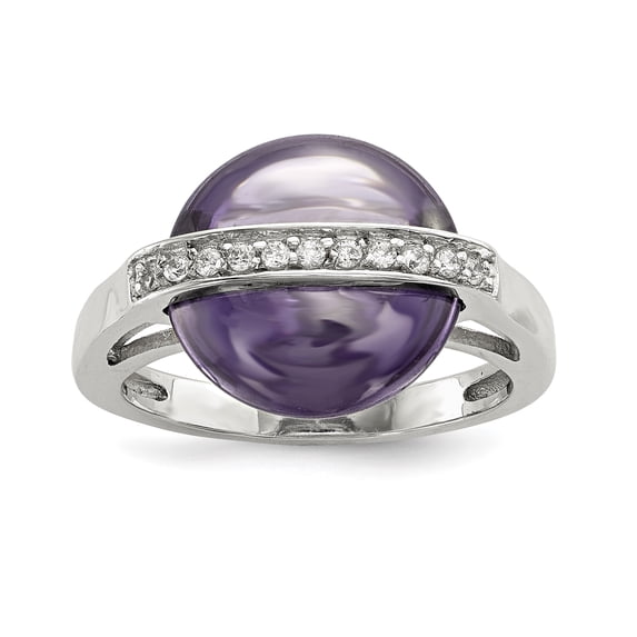 Sterling Silver Amethyst & Cubic Zirconia Ring