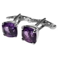 thumbnail image 1 of Sterling Silver Amethyst Cufflinks 10 mm Cushion 7 Ct Amethyst Wedding Cufflinks Amethyst Engagement Cufflinks Grooms Men Cufflinks For Men, 1 of 1