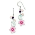 thumbnail image 1 of Sterling Silver Amethyst/Cz/Agate And Blue Topaz Flower Earrings (40 X 12) Made In Thailand qe1306, 1 of 2