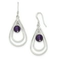 thumbnail image 1 of Sterling Silver Amethyst Dangle Earrings - Measures 51x18mm Wide, 1 of 2