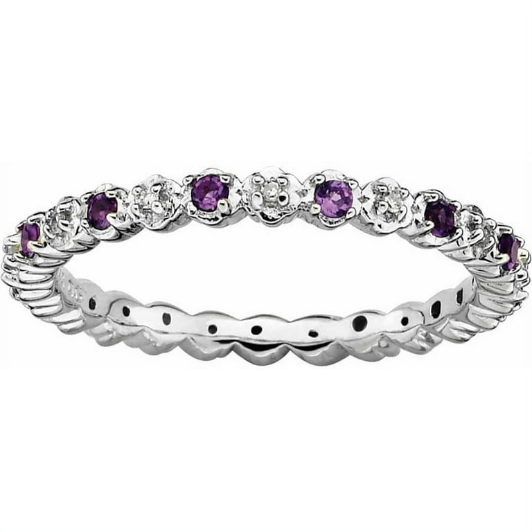 Sterling Silver Stackable Expressions Amethyst Twist Eternity Ring Sterling Silver Stackable Expressions Amethyst Twist Eternity Ring