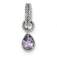 thumbnail image 1 of 925 Sterling Silver Polished Amethyst Pear Twisted Pendant Necklace 27x8mm Wide Pendant for Women, 1 of 2