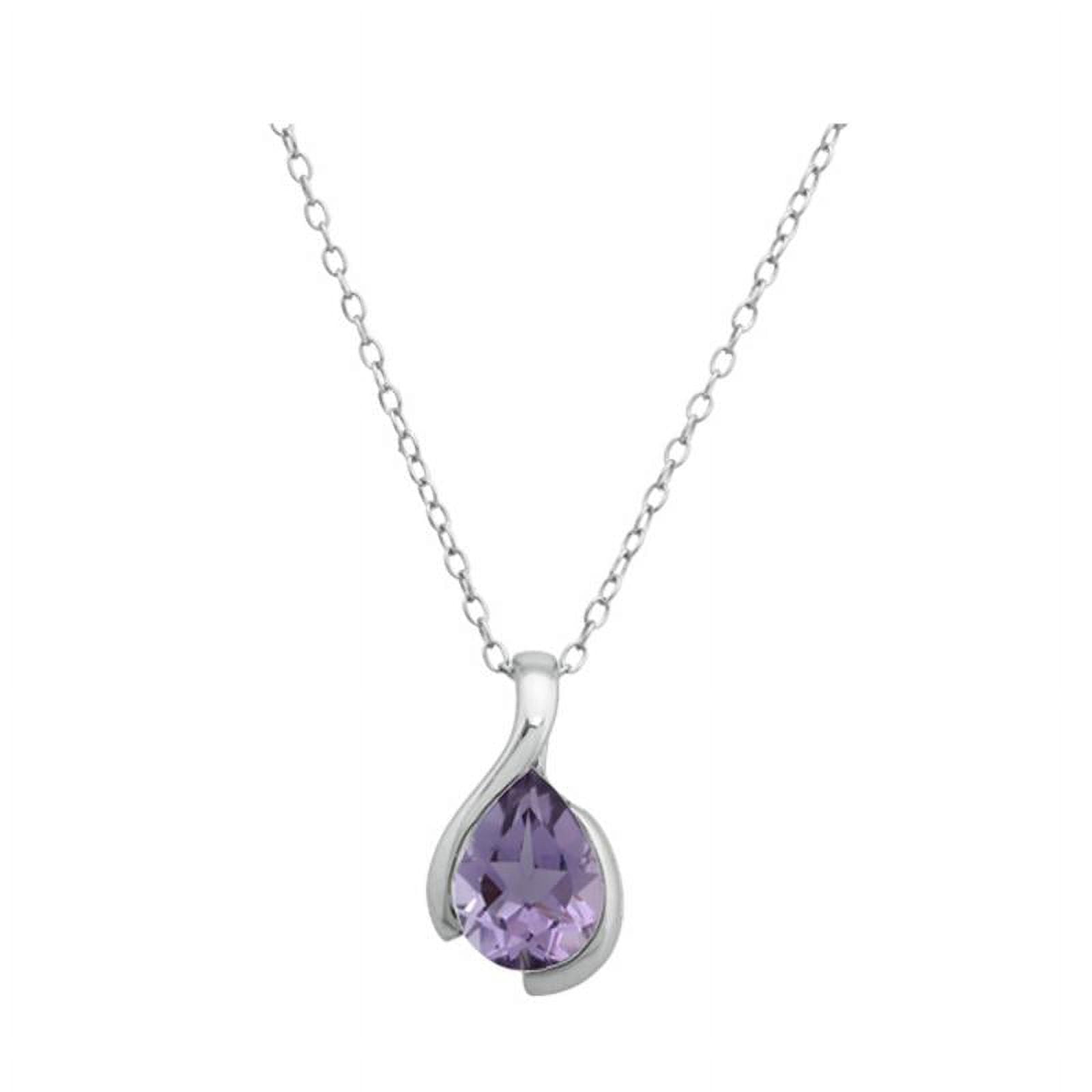 Sterling Silver Amethyst Pendant Necklace, 18Inches