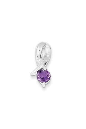925 Sterling Silver Solid Amethyst Pendant Necklace 19x7mm Wide Pendant for Women