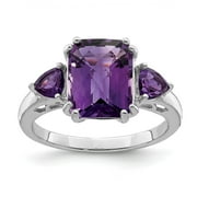 PRIMAL SILVER Sterling Silver Rhodium-plated Checker-Cut Amethyst Ring QR2916AM