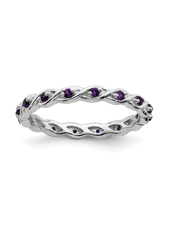 Sterling Silver Amethyst Ring Size-8