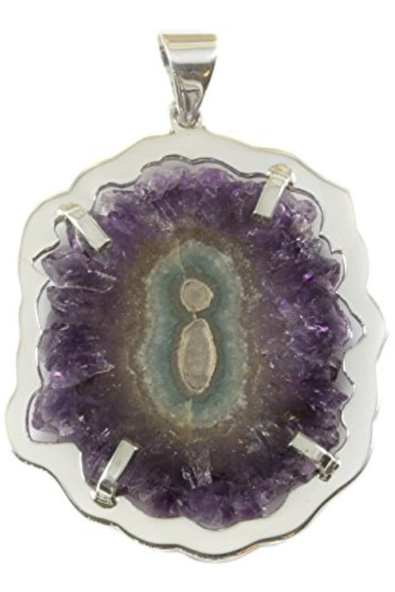 Sterling Silver Amethyst Stalactite Necklace Pendant Purple Drusy Large Select Specimen 1