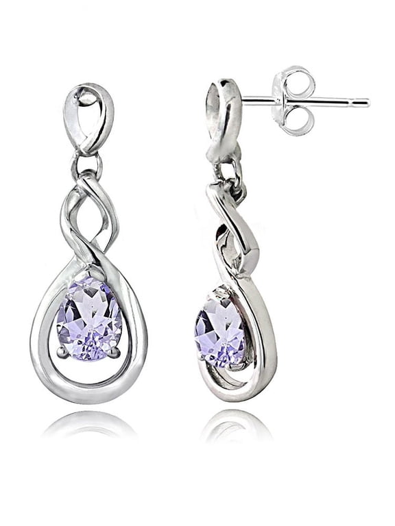 Sterling Silver Amethyst Triple Infinity Twist Dangle Earrings