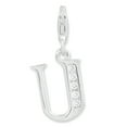thumbnail image 1 of Sterling Silver Amore La Vita Polished CZ Letter U Initial Charm Pendant with Fancy Lobster Clasp, 1 of 1