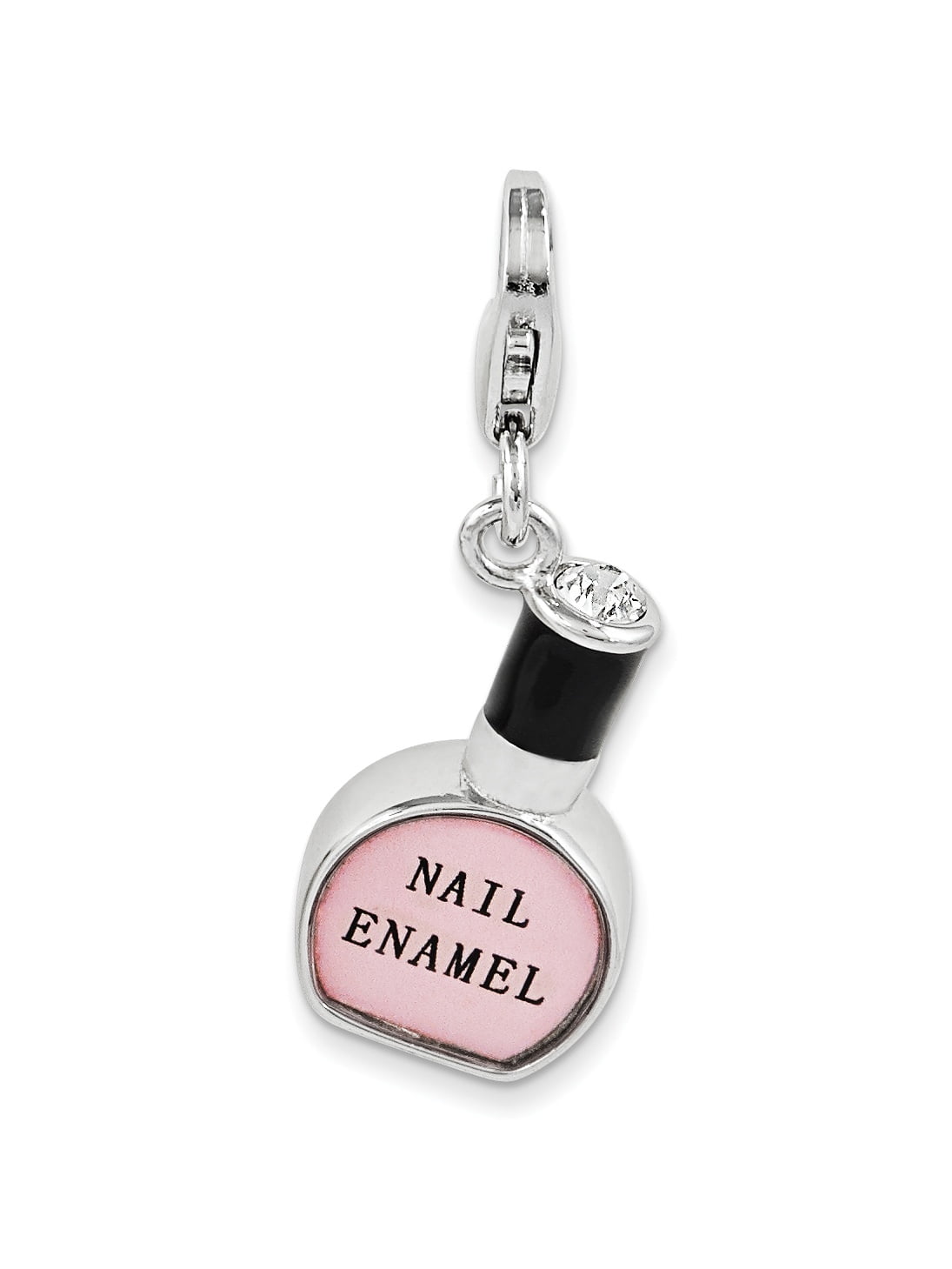 Sterling Silver Amore La Vita Rhod-Pl Enameled Nail Polish Bottle Charm (18 X 10) Made In China qcc1010