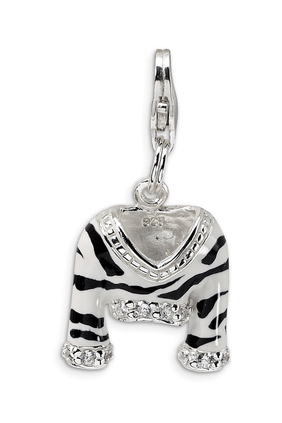 Sterling Silver Amore La Vita Rhodium-Pl Cz Enameled Zebra Jacket Charm (37 X 15) Made In Thailand qcc218