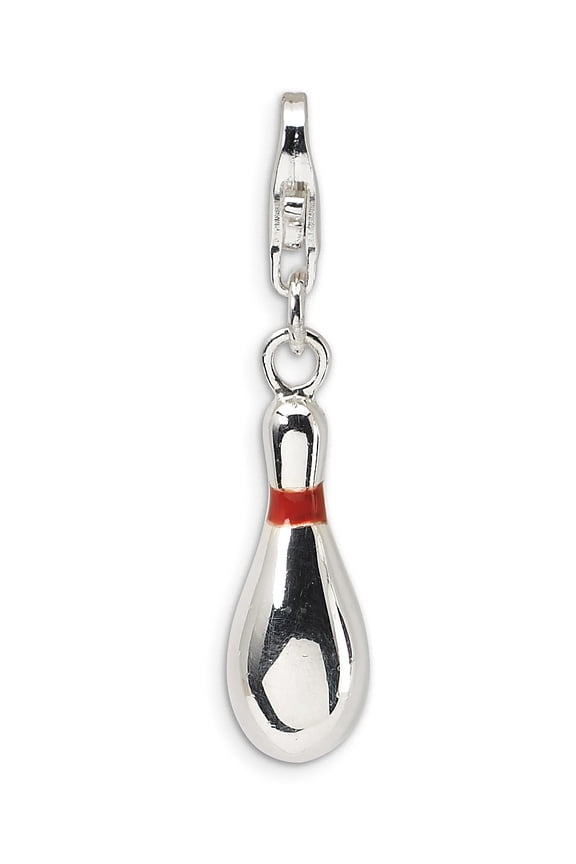 Sterling Silver Amore La Vita Rhodium-Pl Enameled Bowling Pin Charm (39 X 6) Made In Thailand qcc316