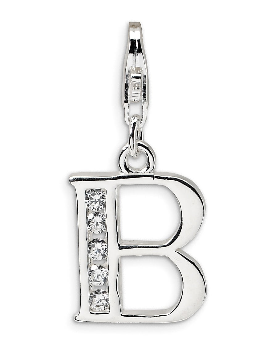 Sterling Silver Amore La Vita Rhodium-Plated Cz Letter B Initial Charm (33 X 12) Made In Thailand qcc104b