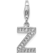 Jewelry by Sweet Pea Amore La Vita Sterling Silver Rhodium-plated Polished CZ Letter Z Initial Charm with Fancy Lobster Clasp