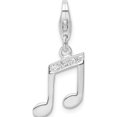 thumbnail image 1 of Sterling Silver Amore La Vita Rhodium-Plated Cz Music Note Charm Made In Thailand qcc1214, 1 of 6