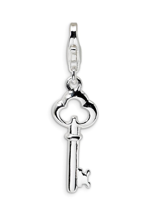 Sterling Silver Amore La Vita Rhodium-Plated Polished Skeleton Key Charm (40 X 8) Made In China qcc131