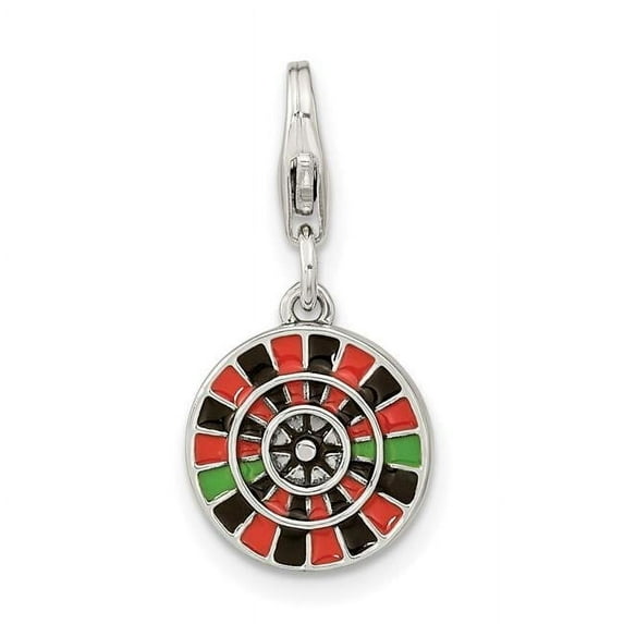 Sterling Silver Amore Rhodium-Plated Antique Enamel Roulette with Las Vegas Charm
