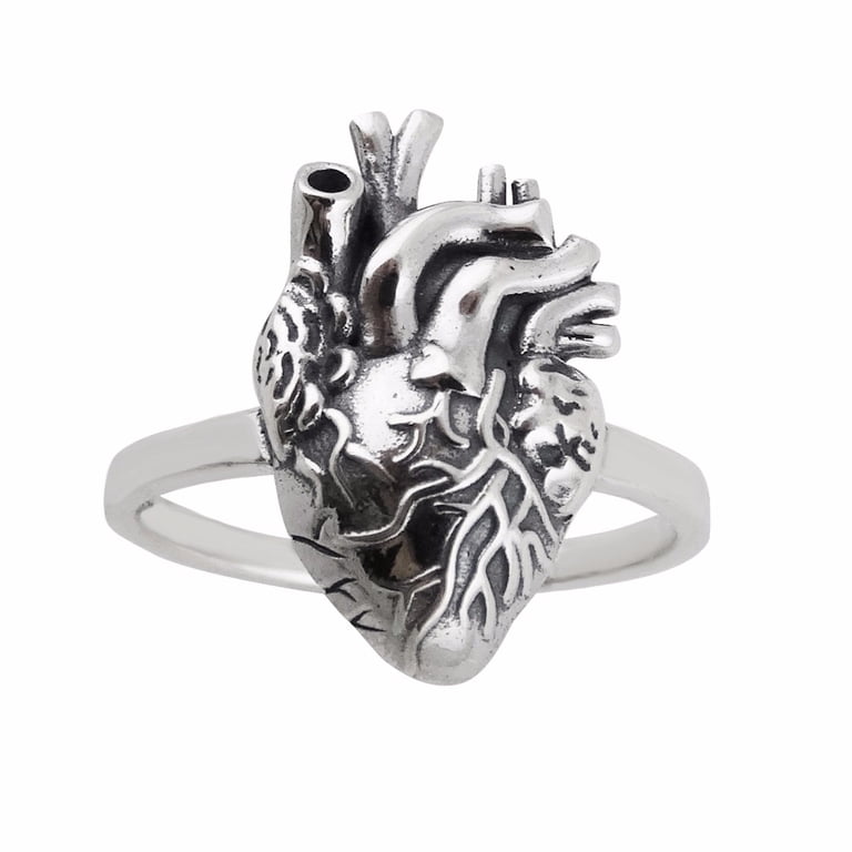 Sterling Silver Anatomical Heart Ring, Sizes 6, 7, 8, 9, 10  display picture 1