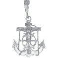 thumbnail image 1 of Sterling Silver Anchor Cross with Jesus Pendant Necklace with Diamond Cut Finish and 24 Inch Figaro Chain, 1 of 3