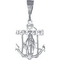 thumbnail image 1 of Sterling Silver Anchor Cross with Virgin Mary and Hearts Diamond Cut Finish with Figaro Chain, 1 of 3