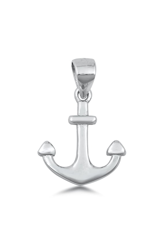 Sterling Silver Anchor Pendant High Polish Traditional Nautical Charm 925 Jewelry Female Unisex