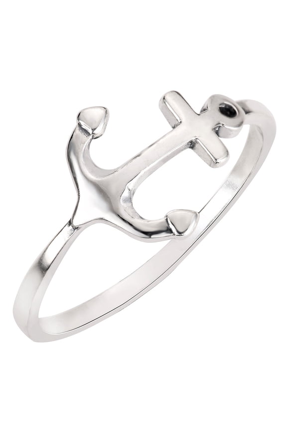 Sterling Silver Anchor Ring Size 6