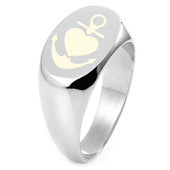 Sterling Silver Anchor of My Heart Engraved Oval Flat Top Polished Ring