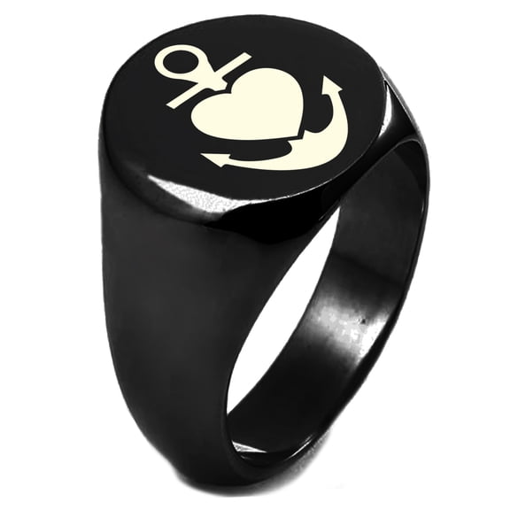 Sterling Silver Anchor of My Heart Engraved Round Flat Top Polished Ring