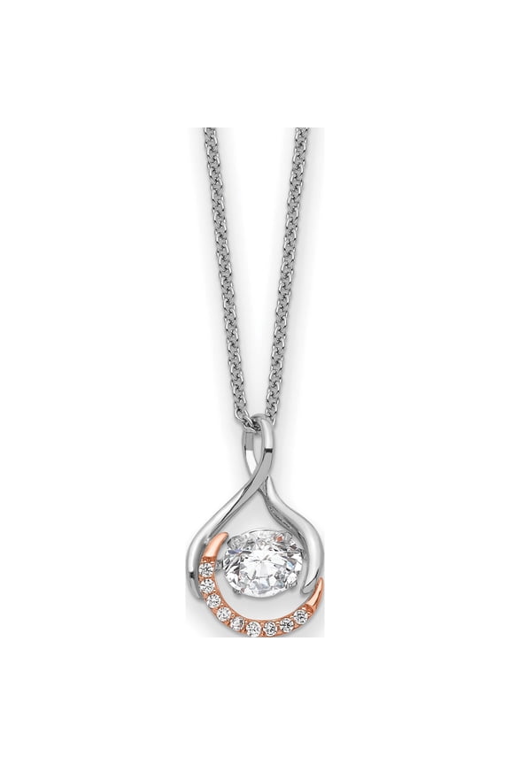 Sentimental Expressions Sterling Silver Rose-tone SS and Rose-Tone Vibrant CZ Warm Embrace 18in Necklace