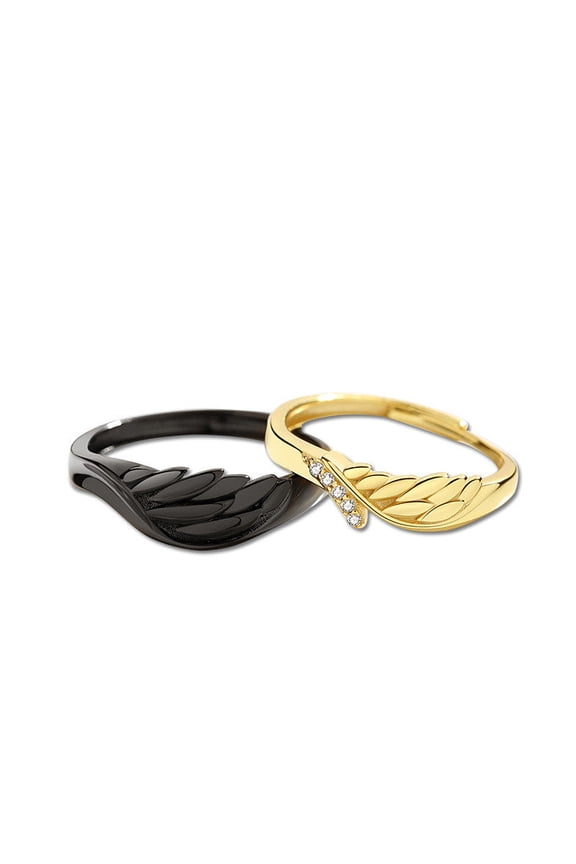 Sterling Silver Angel Devil Couple Rings: Korean Style Animal Zodiac Design, Electroplated Finish