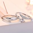 thumbnail image 1 of Sterling Silver Angel Feather Wings Ring for Men and Women Adjustable Opening Couple Rings Korean Jewelry Cupid Feather Anniversary Gift, 1 of 7