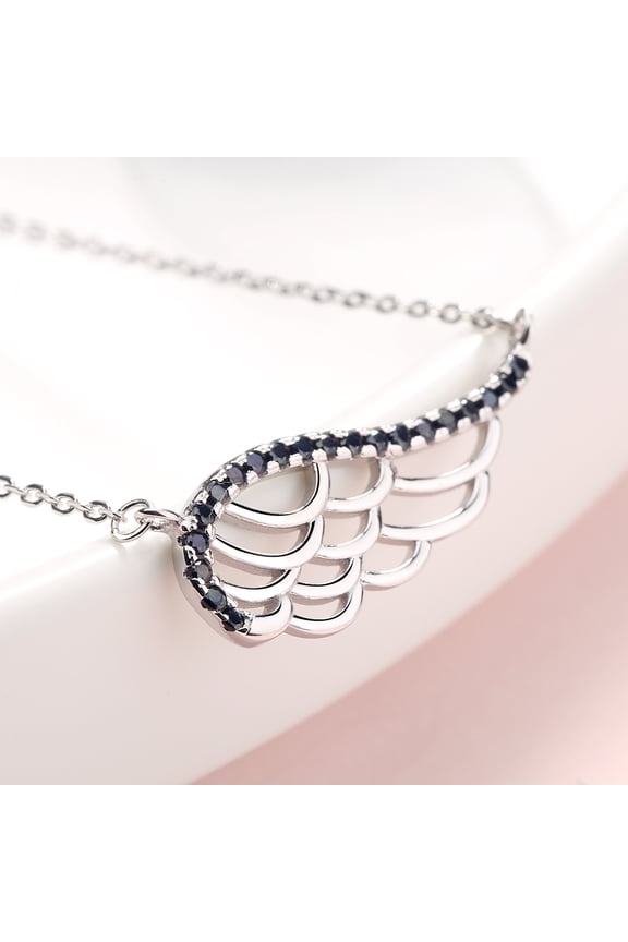 Sterling Silver Angel Wing Pendant with Crystals