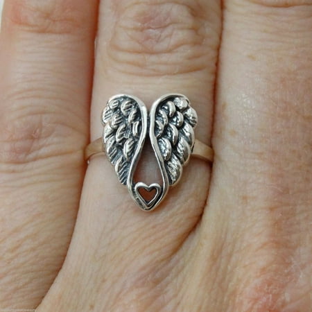 Sterling Silver Angel Wings Heart Ring (5)