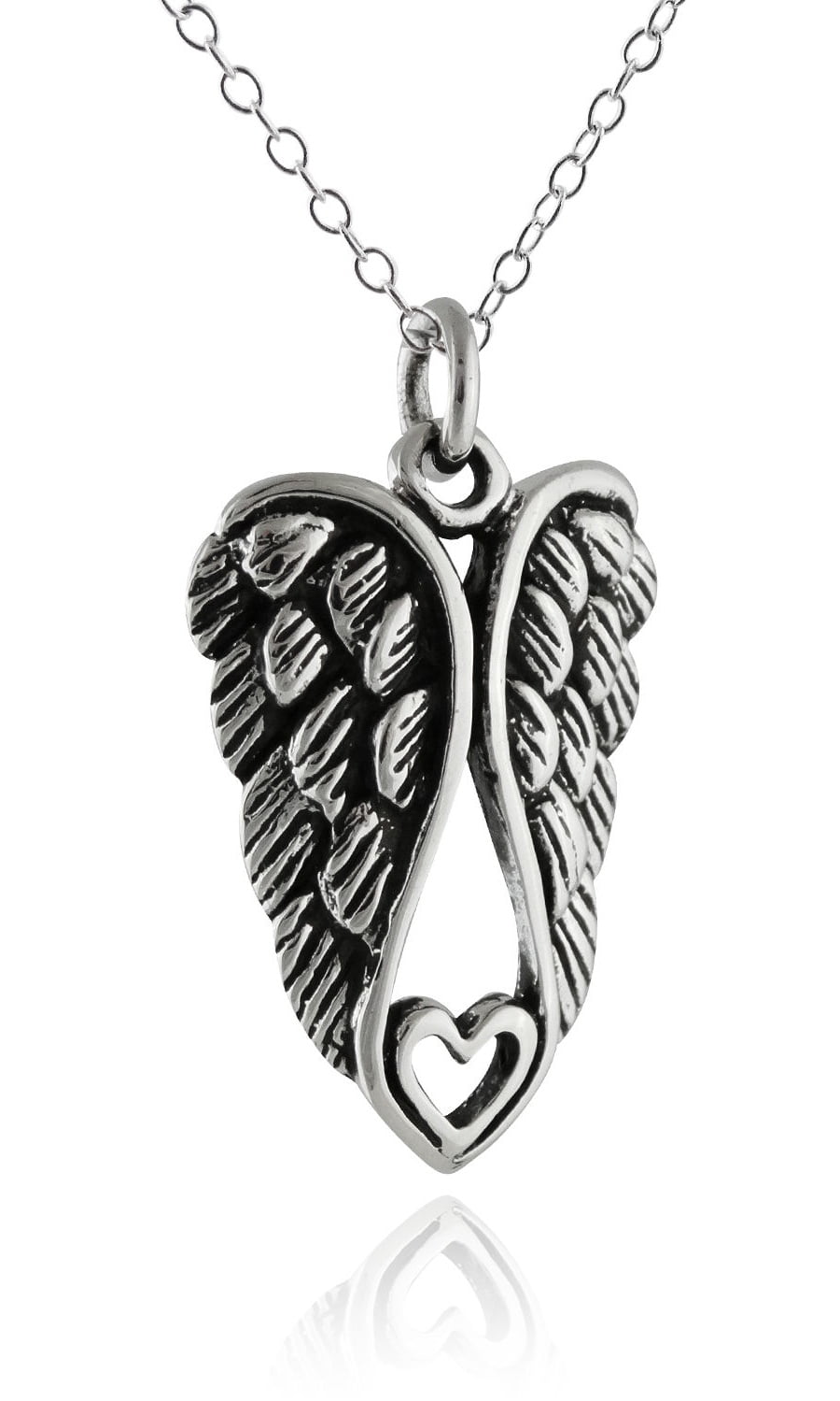Sterling Silver Angel Wings with Heart Charm Necklace 18 Chain Walmart