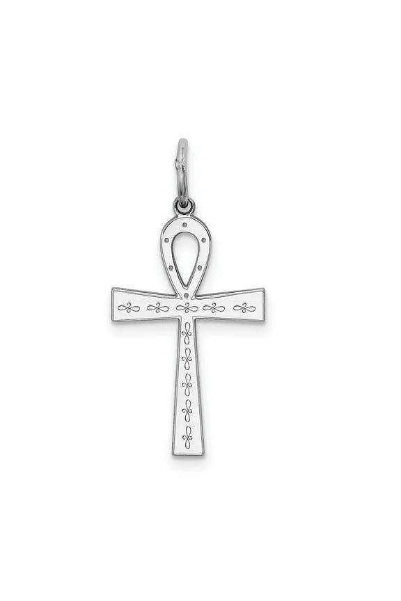 Sterling Silver Ankh Pendant Necklace Polished Minimalist Spiritual Jewelry for Women Men Egyptian Style Symbol of Life Elegant Engraved Design Timeless Accessory for Casual or Formal Wear
